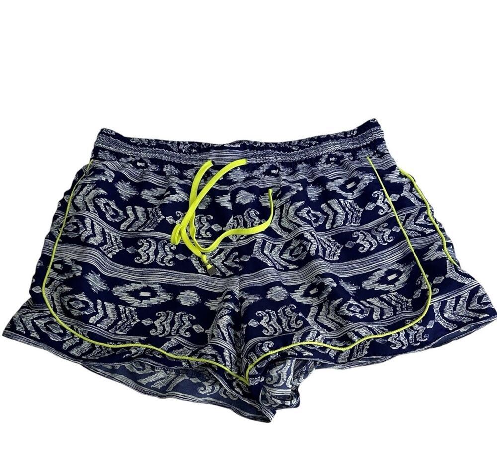 Gray By Saks Fifth Avenue Women’s Size S Navy Print Shorts Neon Trim Drawstring